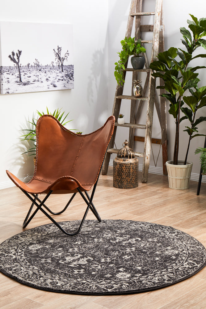 Summon Estella Charcoal Transitional Round Rug