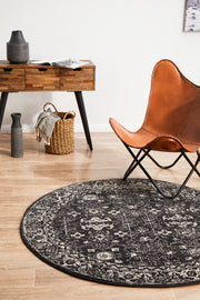 Summon Estella Charcoal Transitional Round Rug