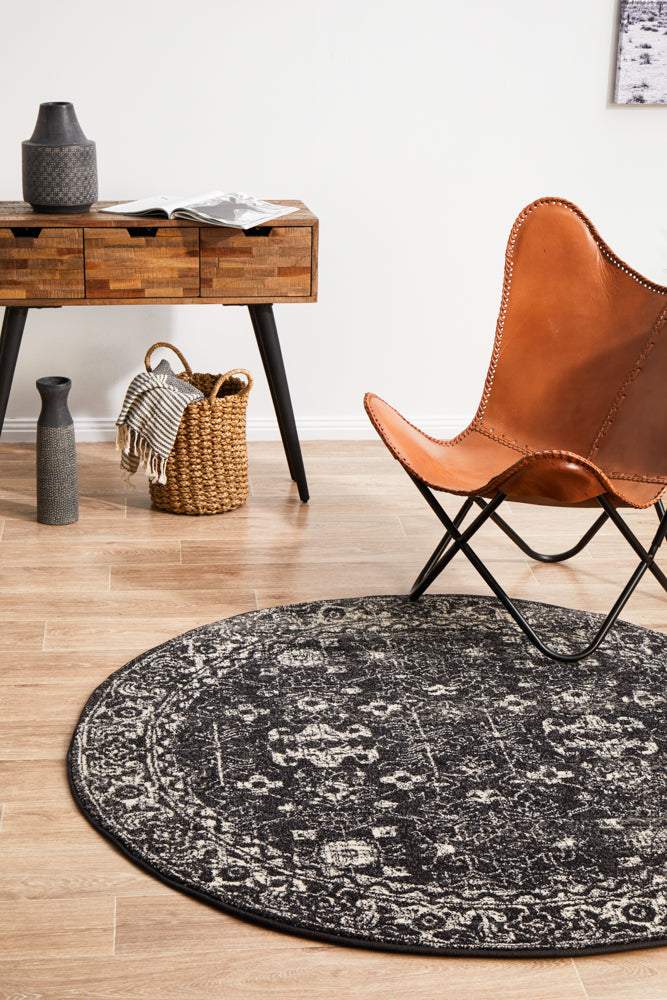 Summon Estella Charcoal Transitional Round Rug
