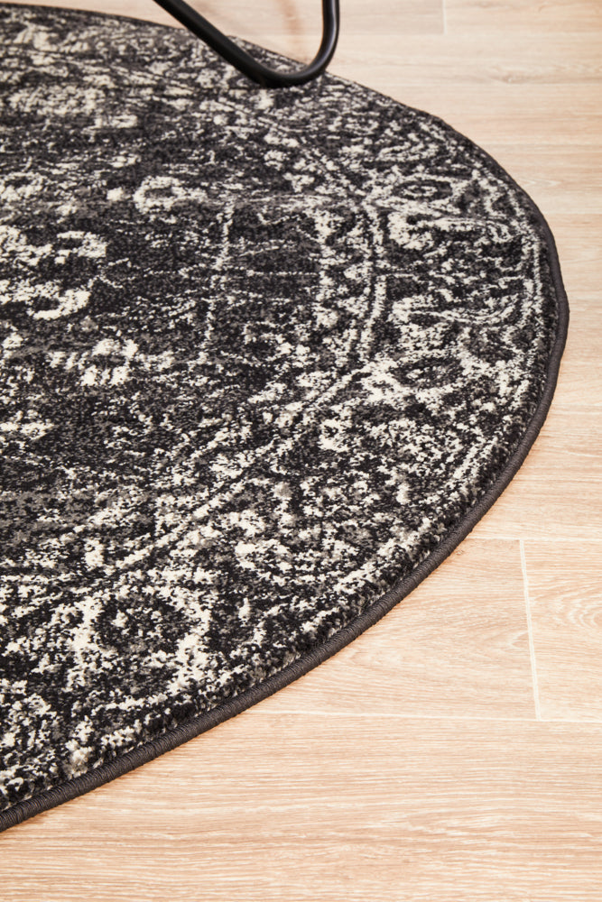 Summon Estella Charcoal Transitional Round Rug