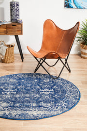 Summon Oasis Navy Transitional Round Rug