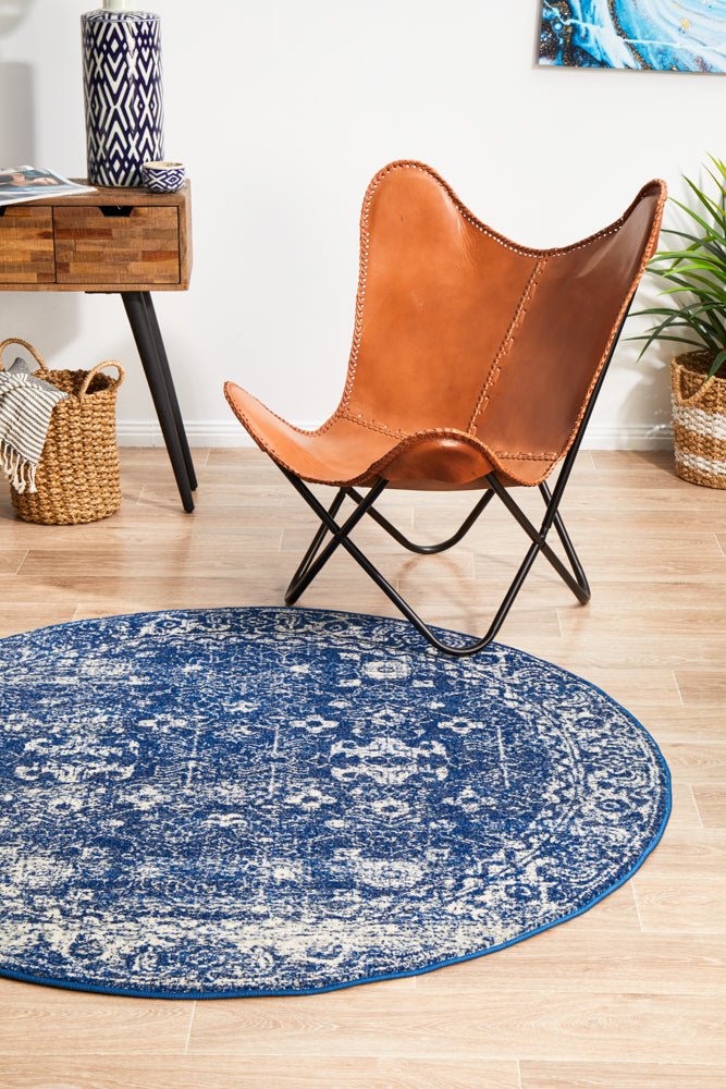 Summon Oasis Navy Transitional Round Rug