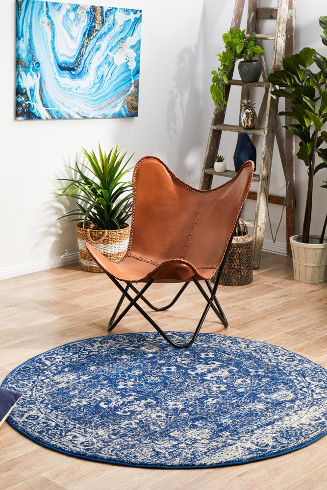 Summon Oasis Navy Transitional Round Rug — SydneyRugsOnline