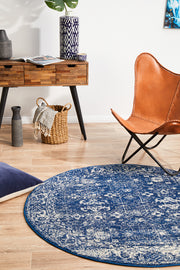 Summon Oasis Navy Transitional Round Rug