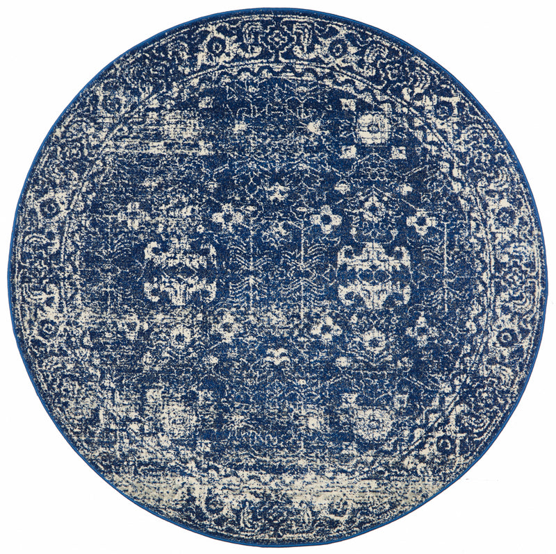 Summon Oasis Navy Transitional Round Rug