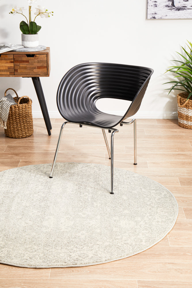 Summon Shine Silver Transitional Round Rug