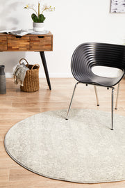 Summon Shine Silver Transitional Round Rug