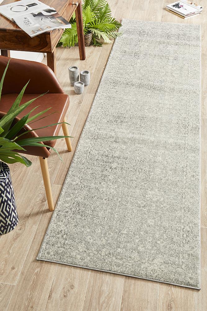 Summon Shine Silver Transitional Runner Rug