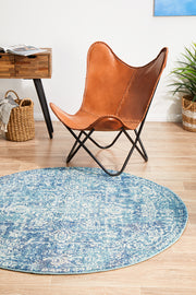 Summon Muse Blue Transitional Round Rug
