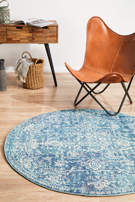 Summon Muse Blue Transitional Round Rug