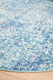 Summon Muse Blue Transitional Round Rug