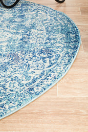 Summon Muse Blue Transitional Round Rug