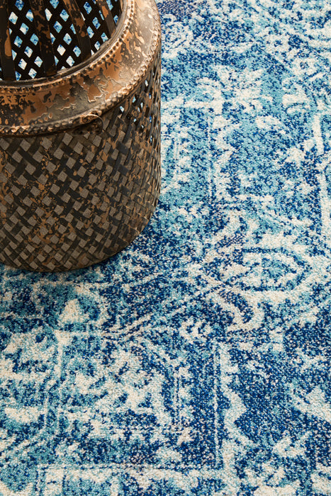 Summon Muse Blue Transitional Round Rug