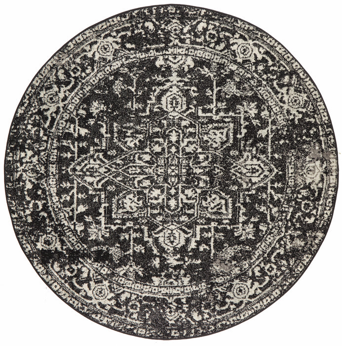 Summon Scape Charcoal Transitional Round Rug