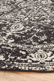 Summon Scape Charcoal Transitional Round Rug