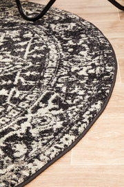 Summon Scape Charcoal Transitional Round Rug