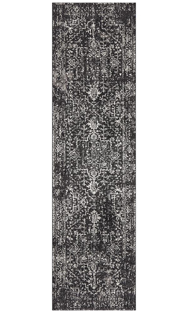 Summon Scape Charcoal Transitional Runner Rug