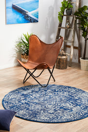 Summon Contrast Navy Transitional Round Rug