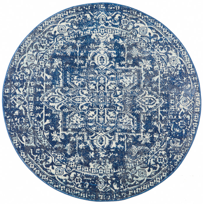 Summon Contrast Navy Transitional Round Rug
