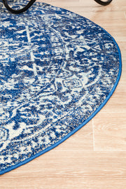 Summon Contrast Navy Transitional Round Rug