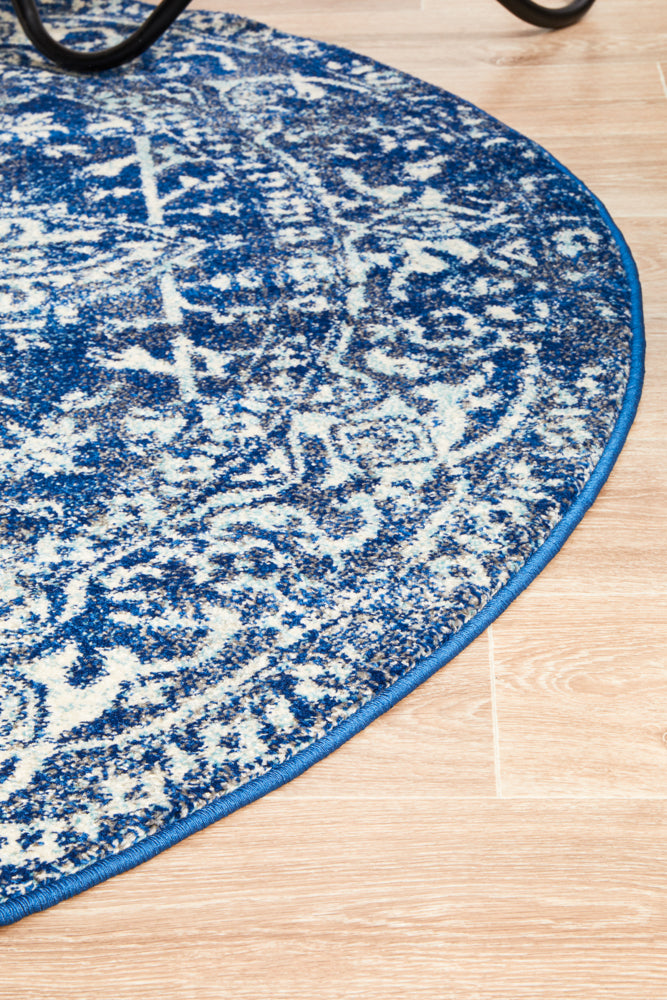 Summon Contrast Navy Transitional Round Rug