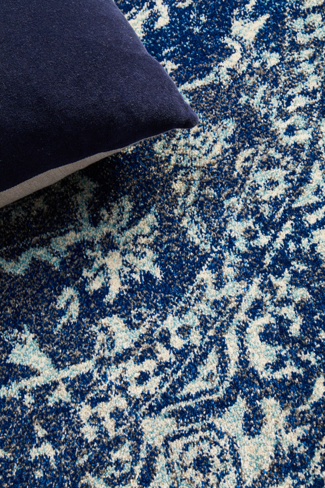 Summon Contrast Navy Transitional Round Rug
