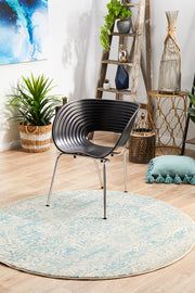 Summon Glacier White Blue Transitional Round Rug