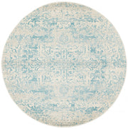 Summon Glacier White Blue Transitional Round Rug