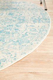 Summon Glacier White Blue Transitional Round Rug