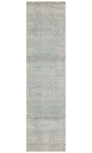 Summon Glacier White Blue Transitional Runner Rug