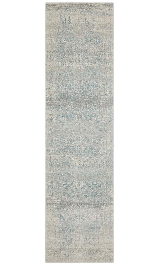 Summon Glacier White Blue Transitional Runner Rug