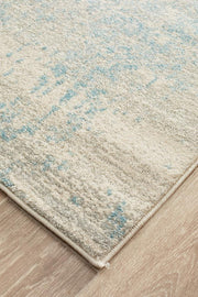 Summon Glacier White Blue Transitional Runner Rug
