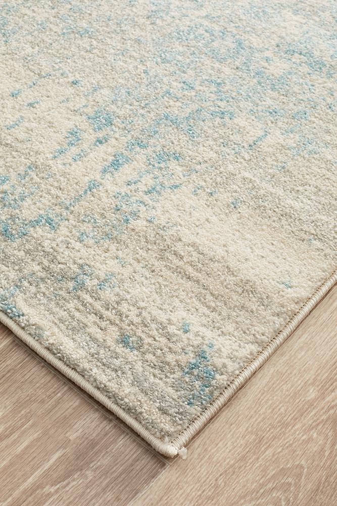 Summon Glacier White Blue Transitional Runner Rug