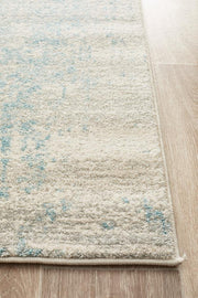 Summon Glacier White Blue Transitional Runner Rug
