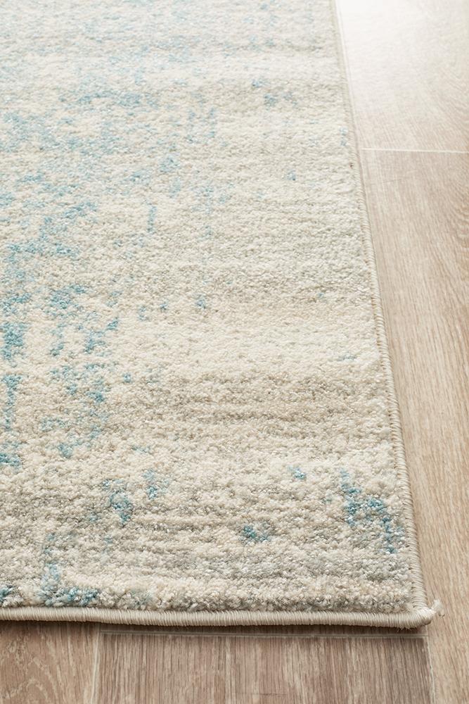 Summon Glacier White Blue Transitional Runner Rug