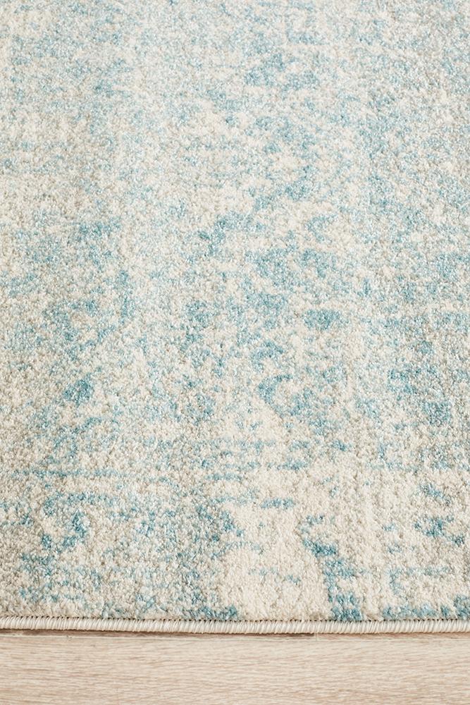 Summon Glacier White Blue Transitional Runner Rug