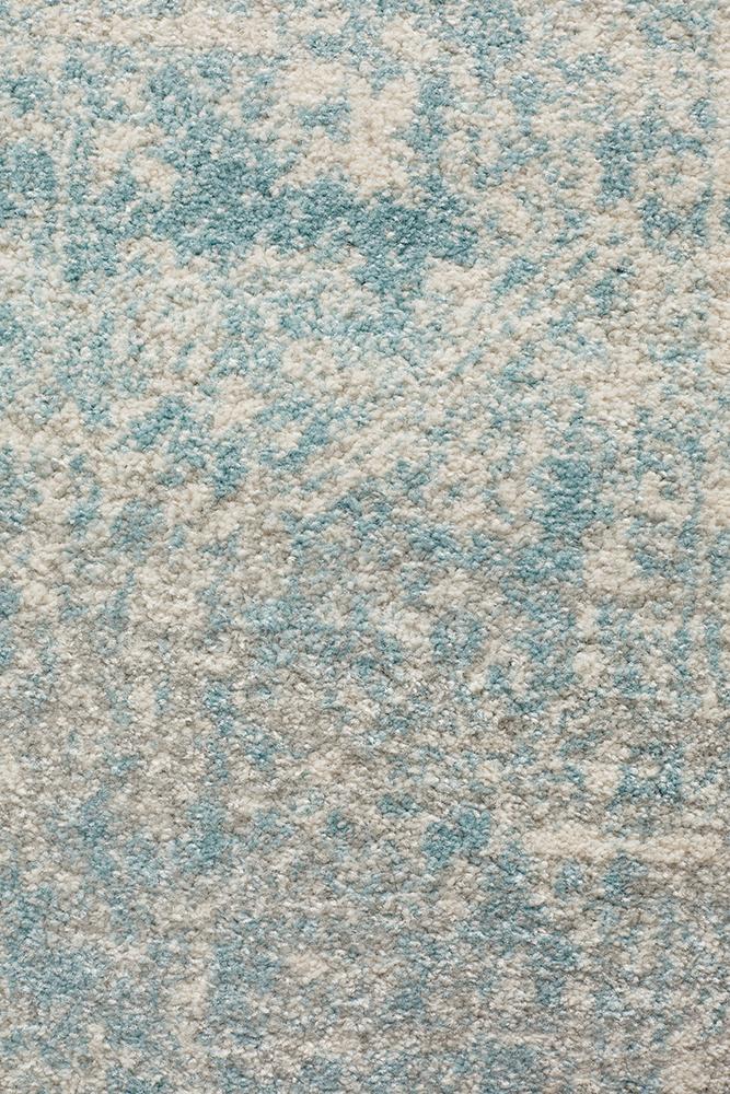 Summon Glacier White Blue Transitional Runner Rug