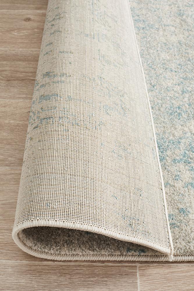 Summon Glacier White Blue Transitional Runner Rug