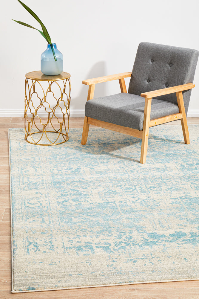 Summon Glacier White Blue Transitional Rug