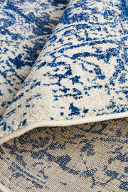 Summon Horizon White Navy Transitional Round Rug