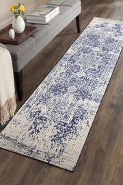 Summon Horizon White Navy Transitional Runner Rug