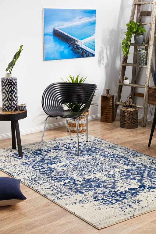 Summon Horizon White Navy Transitional Rug