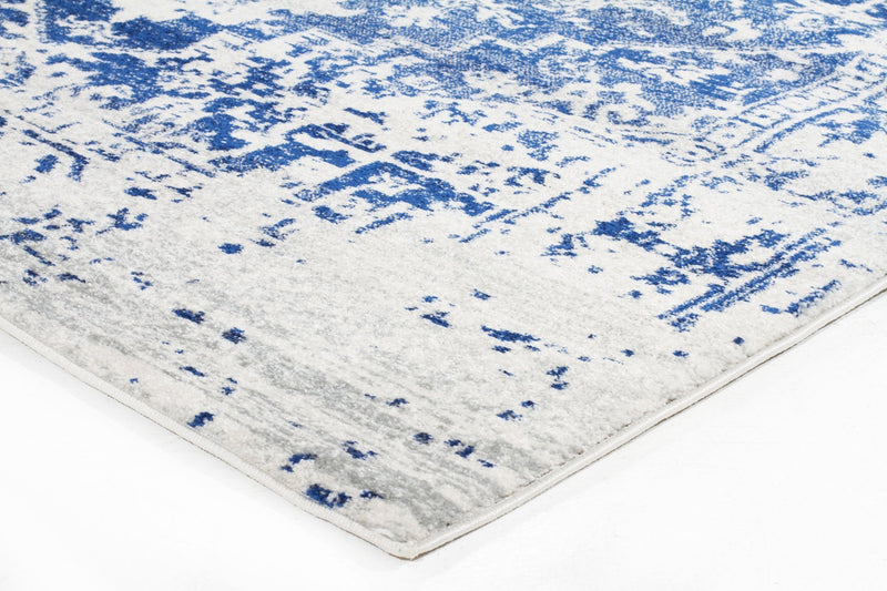 Summon Horizon White Navy Transitional Runner Rug