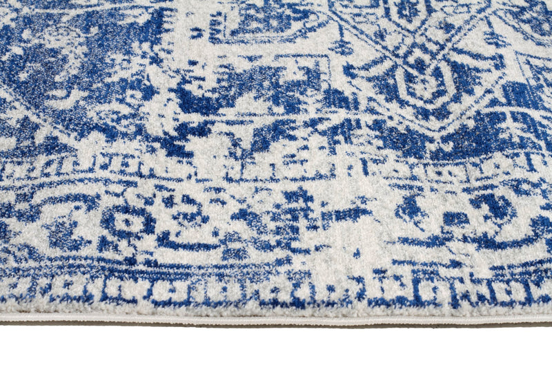 Summon Horizon White Navy Transitional Runner Rug