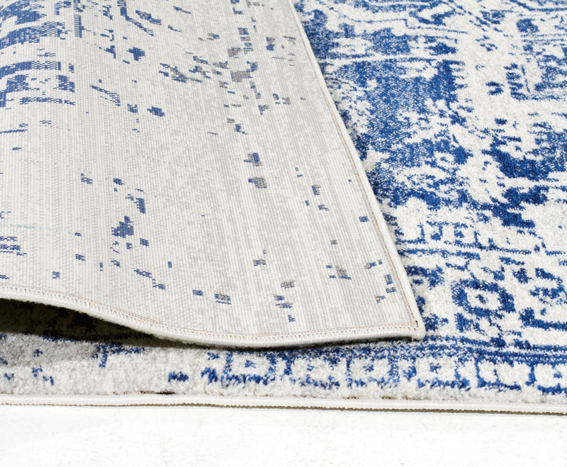 Summon Horizon White Navy Transitional Runner Rug