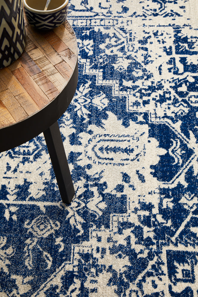 Summon Horizon White Navy Transitional Rug