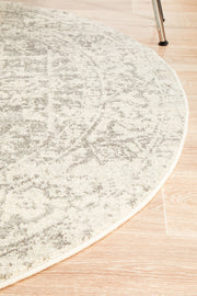Summon Dream White Silver Transitional Round Rug