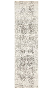 Summon Dream White Silver Transitional Runner Rug