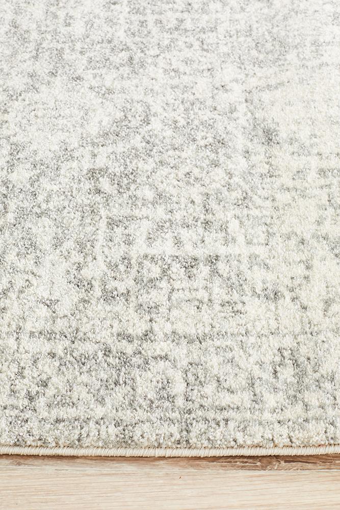 Summon Dream White Silver Transitional Runner Rug