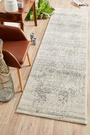 Summon Dream White Silver Transitional Runner Rug